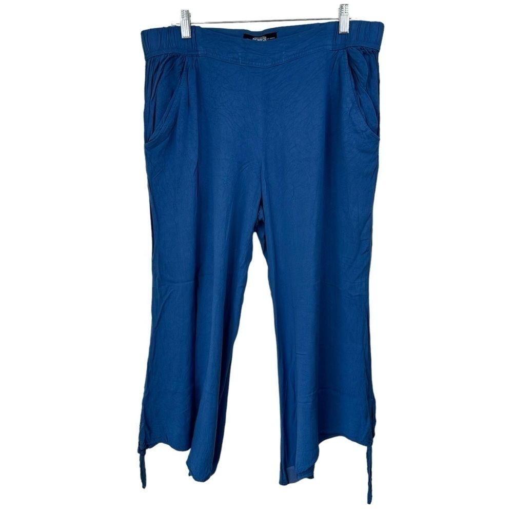Rewash Cropped Flowy Ocean Blue Palzaao Pants, XL